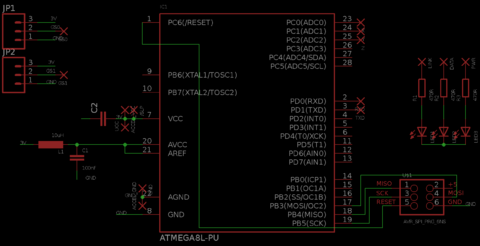 Schematics of microcontroler board.